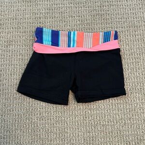 Ivivva black booty shorts with colorful waist band